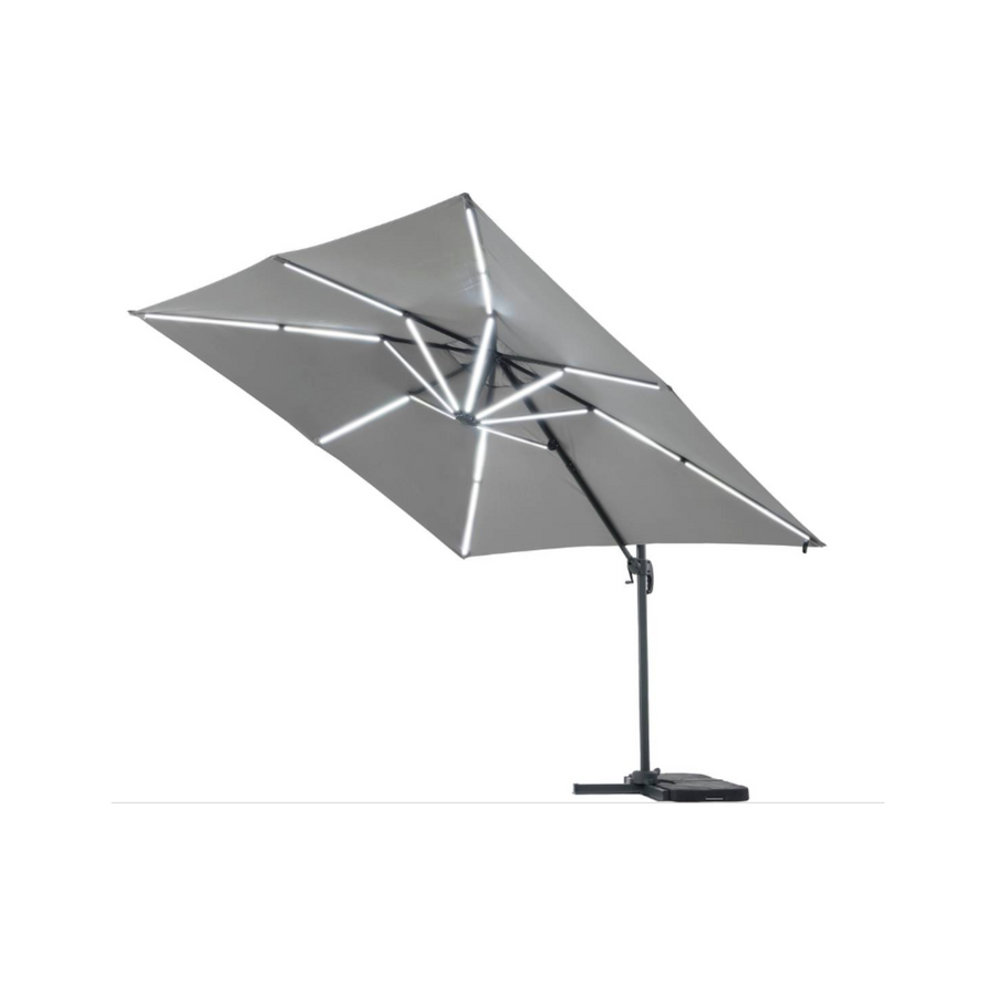 Parasol jardin déporté LED Alu 