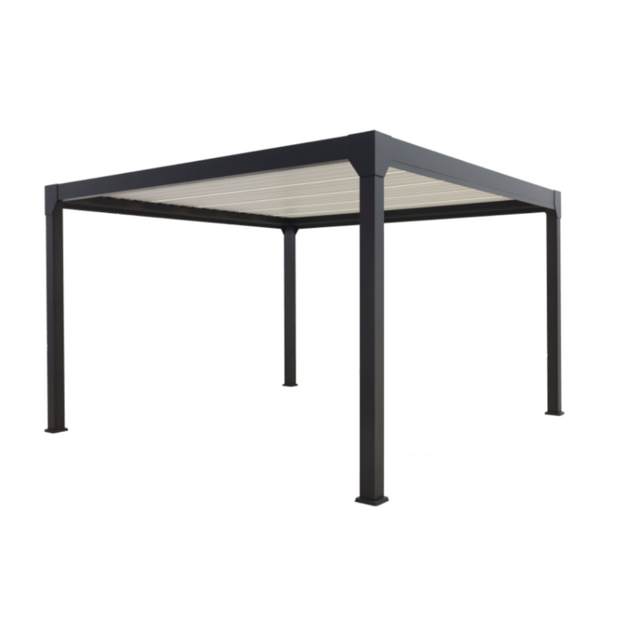 Pergola bioclimatique motorisée autoportante noir 4X4 + led Menea GREEN OUTSIDE